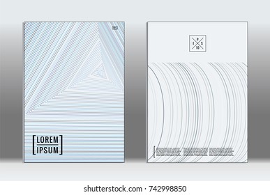 Minimal covers design. Vector abstract line pattern for poster design and book cover. Set of templates for business brochures. 2d prints for banner background. Annual album backdrop graphic pattern.