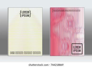 Minimal covers design. Vector abstract line pattern for poster design and book cover. Set of templates for business brochures. 2d prints for banner background. Annual album backdrop graphic pattern.
