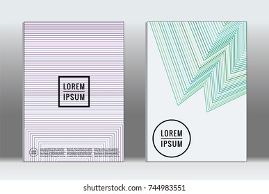 Minimal covers design. Vector abstract line pattern for poster design and book cover. Set of templates for business brochures. 2d prints for banner background. Annual album backdrop graphic pattern.