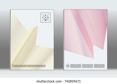 Minimal covers design. Vector abstract line pattern for poster design and book cover. Set of templates for business brochures. 2d prints for banner background. Annual album backdrop graphic pattern.