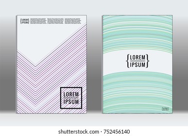 Minimal covers design. Vector abstract line pattern for poster design and book cover. Set of templates for business brochures. 2d prints for banner background. Annual album backdrop graphic pattern.