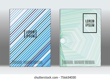 Minimal covers design. Vector abstract line pattern for poster design and book cover. Set of templates for business brochures. 2d prints for banner background. Annual album backdrop graphic pattern.