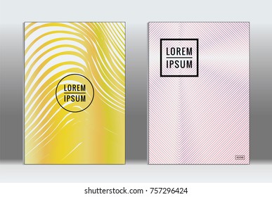 Minimal covers design. Vector abstract line pattern for poster design and book cover. Set of templates for business brochures. 2d prints for banner background. Annual album backdrop graphic pattern.