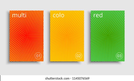 Minimal covers design. Vector colorful halftone gradients. Futuristic geometric patterns. Vector granular texture