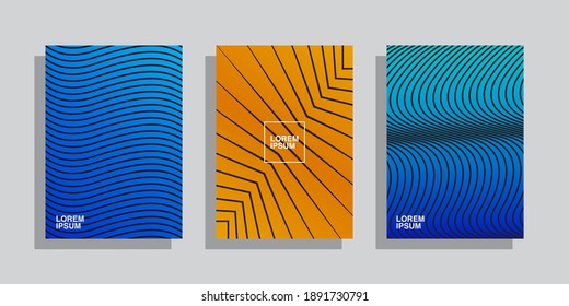 Vector de diseño de cubiertas mínimas. líneas de semitono geométricas sobre fondo de color. Vector Eps10.