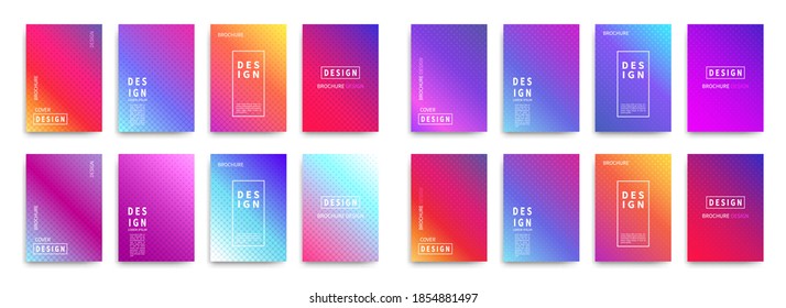 Vector de diseño de cubiertas mínimas. El semitono tiene un diseño colorido. Patrones geométricos, volantes, pancartas, carteles, cubiertas de vectores degradados
