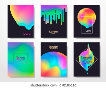 Minimal covers design,gradients,neon shapes. Fluid cover,futuristic banner,holographic template,abstract flyer, liquid shapes colors,trendy science, minimalist brochure. Vector geometric illustration