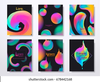 Minimal Covers Design,gradients,neon Shapes. Fluid Cover,futuristic Banner,holographic Template,abstract Flyer, Liquid Shapes Colors,trendy Science, Minimalist Brochure. Vector Geometric Illustration