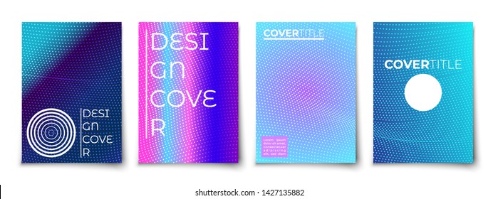 minimal covers mockup set.trendy colorful geometric design. lines, dots and waves elements. halftone gradients