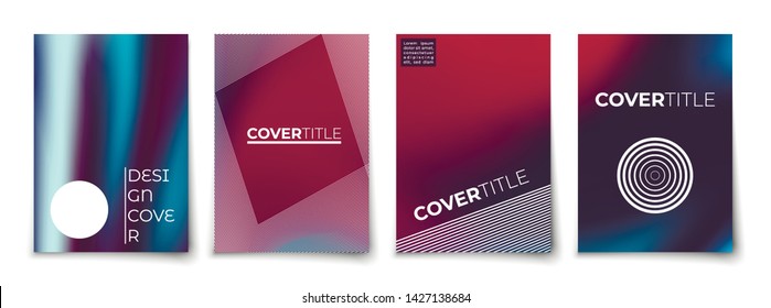 minimal covers mockup set.trendy colorful geometric design. lines, dots and waves elements. halftone gradients