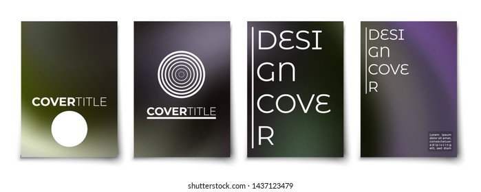 minimal covers mockup set.trendy colorful geometric design. DArk wavy background. Futuristic galaxy style template