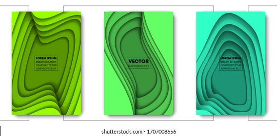 Minimal covers paper cut design. Cool halftone gradients. Future wave template banner. vector EPS10