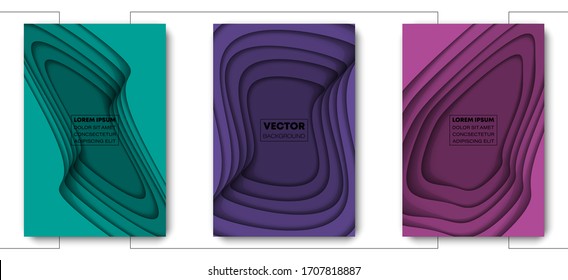 Minimal covers paper cut design. Cool halftone gradients. Future wave template banner. vector EPS10