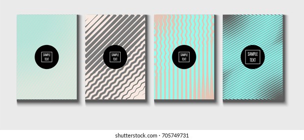 Minimal covers pearlescent template. Stripes, waves, zigzag in tender pink, grey, turquoise. Elegant noble ads poster background. Clean simple minimal covers design. Business futuristic linear pattern