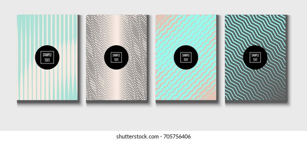 Minimal covers pearlescent template. Stripes, waves, zigzag in tender pink, grey, turquoise. Elegant noble ads poster background. Clean simple minimal covers design. Business futuristic linear pattern