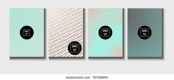 Minimal covers pearlescent template. Stripes, waves, zigzag in tender pink, grey, turquoise. Elegant noble ads poster background. Clean simple minimal covers design. Business futuristic linear pattern