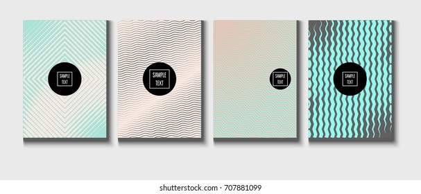 Minimal covers pearlescent template. Stripes, waves, zigzag in tender pink, grey, turquoise. Elegant noble ads poster background. Clean simple minimal covers design. Business futuristic linear pattern