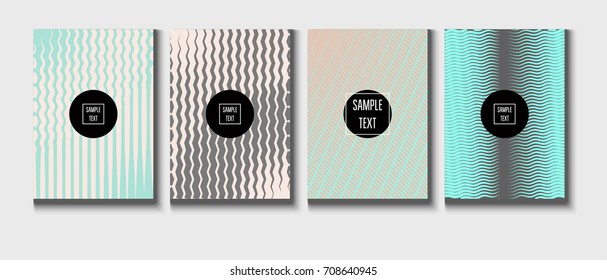 Minimal covers pearlescent template. Stripes, waves, zigzag in tender pink, grey, turquoise. Elegant noble ads poster background. Clean simple minimal covers design. Business futuristic linear pattern