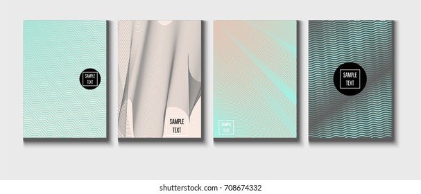 Minimal covers pearlescent template. Stripes, waves, zigzag in tender pink, grey, turquoise. Elegant noble ads poster background. Clean simple minimal covers design. Business futuristic linear pattern