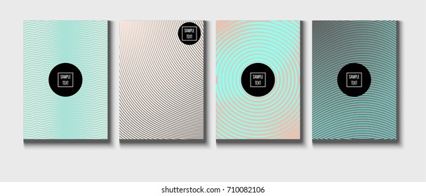 Minimal covers pearlescent template. Stripes, waves, zigzag in tender pink, grey, turquoise. Elegant noble ads poster background. Clean simple minimal covers design. Business futuristic linear pattern