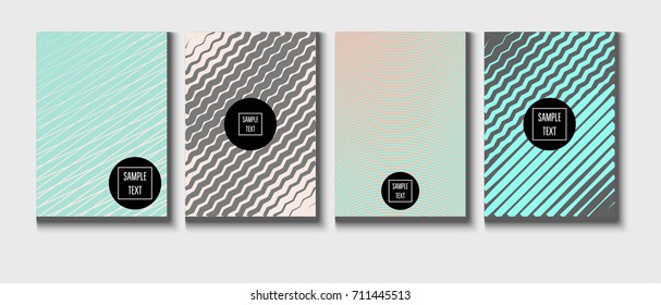 Minimal covers pearlescent template. Stripes, waves, zigzag in tender pink, grey, turquoise. Elegant noble ads poster background. Clean simple minimal covers design. Business futuristic linear pattern