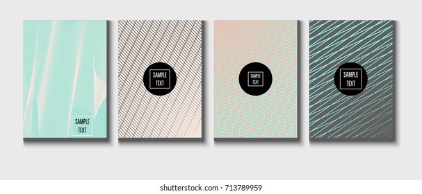 Minimal covers pearlescent template. Stripes, waves, zigzag in tender pink, grey, turquoise. Elegant noble ads poster background. Clean simple minimal covers design. Business futuristic linear pattern