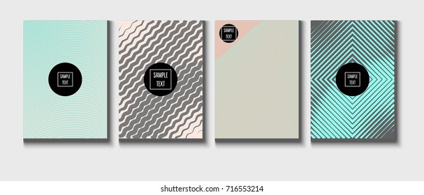 Minimal covers pearlescent template. Stripes, waves, zigzag in tender pink, grey, turquoise. Elegant noble ads poster background. Clean simple minimal covers design. Business futuristic linear pattern