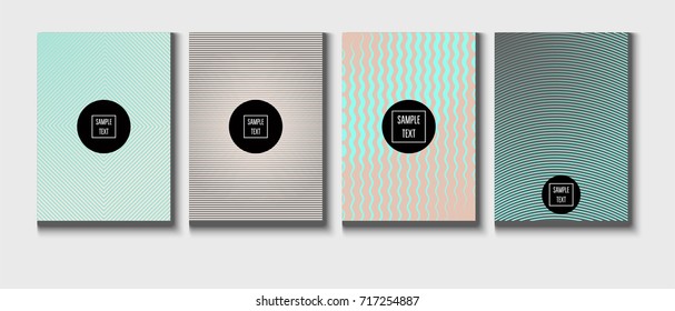 Minimal covers pearlescent template. Stripes, waves, zigzag in tender pink, grey, turquoise. Elegant noble ads poster background. Clean simple minimal covers design. Business futuristic linear pattern