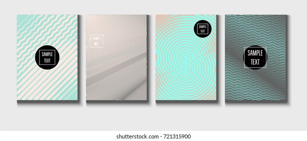 Minimal covers pearlescent template. Stripes, waves, zigzag in tender pink, grey, turquoise. Elegant noble ads poster background. Clean simple minimal covers design. Business futuristic linear pattern