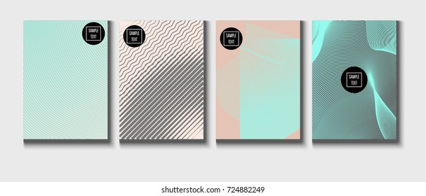 Minimal covers pearlescent template. Stripes, waves, zigzag in tender pink, grey, turquoise. Elegant noble ads poster background. Clean simple minimal covers design. Business futuristic linear pattern