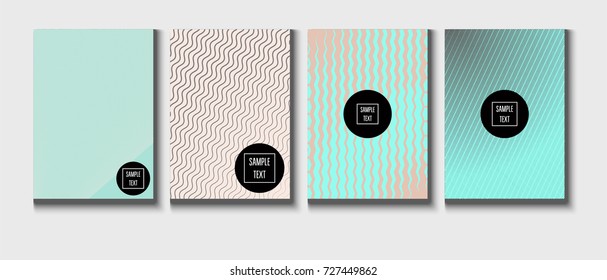 Minimal covers pearlescent template. Stripes, waves, zigzag in tender pink, grey, turquoise. Elegant noble ads poster background. Clean simple minimal covers design. Business futuristic linear pattern