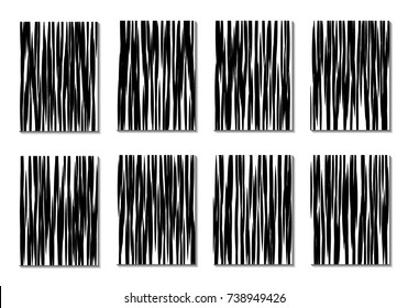 Minimal Covers. Set of 8 Black and White Designs for Covers, Backgrounds or Posters. Monochrome Geometric Backgrounds with Contrast Stripes. Abstract Grid with Clipping Mask. Editable Trendy Covers