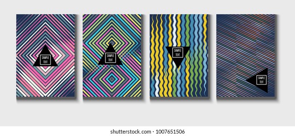 Minimal Covers Set. A4 Vector Brand Folders Templates. Halftone Geometric Modern Business Covers Set. Neon Bright Gradient Background Collection. Futuristic Branding, Modern Tech Design.