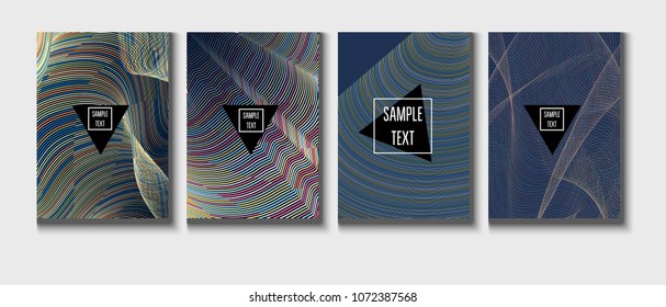 Minimal Covers Set. A4 Vector Business Folders Templates. Halftone Geometric Modern Business Covers Set. Neon Bright Gradient Background Collection. Futuristic Branding, Linear Tech Design.
