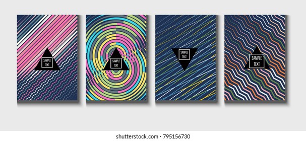 Minimal Covers Set. A4 Vector Brand Folders Templates. Halftone Geometric Modern Business Covers Set. Neon Bright Glam and Glitch Music Poster Background. Futuristic Branding, Modern Tech Design.