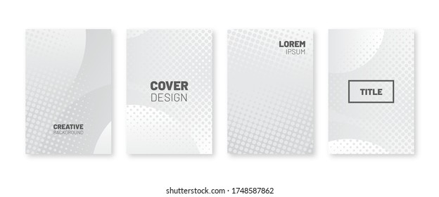 Minimal covers set. Halftone dots pattern. Grey paper background