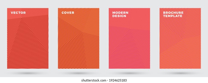 Minimal covers vector design. Geometric halftone gradients. Title page templates set. Halftone lines texture simple covers. Rectangle banner background templates.