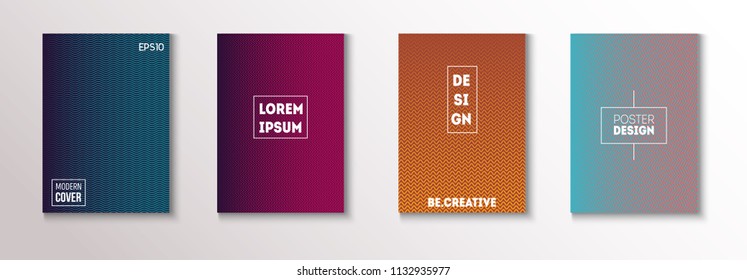 Minimal Covers, Vector Hipster Abstract Tech Neon Set. Magenta, Cyan, Yellow Corporate Identity Glitch Simple Halftones. Trendy Business Minimal Covers, Retro Music Poster Colorful Gradient Shapes.