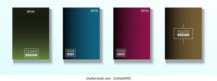 Minimal Covers, Vector Hipster Abstract Brands Design. Magenta, Cyan, Yellow Corporate Identity Blend Wave Halftones. Trendy Business Minimal Covers, Retro Music Poster Colorful Gradient Shapes.