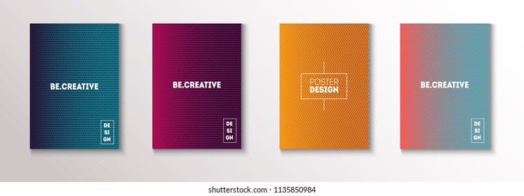 Minimal Covers, Vector Hipster Abstract Neon Design. Magenta, Cyan, Yellow Corporate Identity Blend Wave Halftones. Simple Business Minimal Covers, Retro Music Poster Colorful Gradient Shapes.