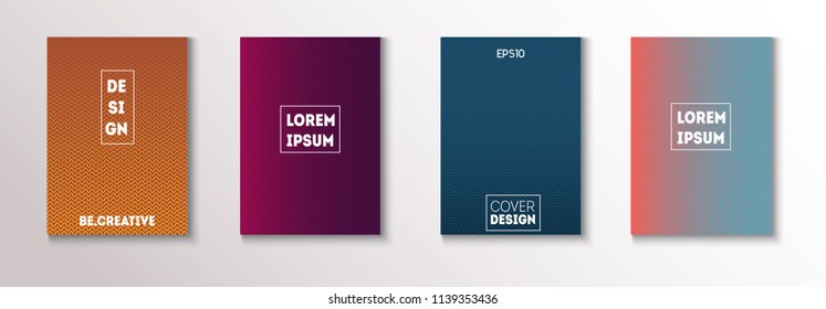 Minimal Covers, Vector Hipster Abstract Brands Design. Magenta, Cyan, Yellow Corporate Identity Blend Wave Halftones. Simple Business Minimal Covers, Retro Ad Music Poster Bright Gradient Stripes