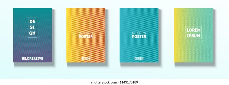 Minimal Covers, Vector Hipster Abstract Neon Design. Magenta, Cyan, Yellow Cool Corporate Identity Glam Funky Halftones. Business Minimal Covers, Retro Ad Music Party Poster Bright Gradient Stripes