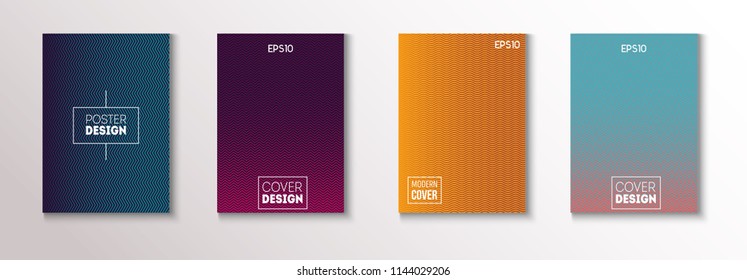 Minimal Covers, Vector Hipster Abstract Tech Design. Magenta, Cyan, Yellow Corporate Identity Blend Glam Halftones. Funky Business Minimal Covers, Retro Music Poster Bright Gradient Stripes.