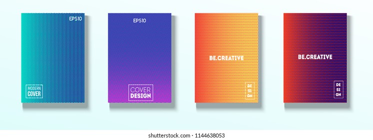 Minimal Covers, Vector Hipster Abstract Brands Design. Magenta, Cyan, Yellow Corporate Identity Glitch Wave Halftones. Funky Business Minimal Covers, Retro Music Poster Bright Gradient Shapes.