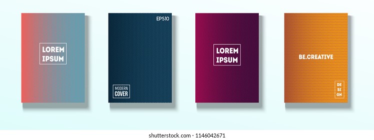 Minimal Covers, Vector Hipster Abstract Tech Neon Set. Magenta, Cyan, Yellow Corporate Identity Glitch Funky Halftones. Simple Business Minimal Covers, Retro Music Poster Colorful Gradient Shapes.