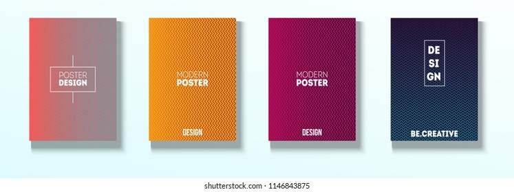 Minimal Covers, Vector Hipster Abstract Brands Design. Magenta, Cyan, Yellow Corporate Identity Blend Wave Halftones. Trendy Business Minimal Covers, Retro Music Poster Colorful Gradient Shapes.