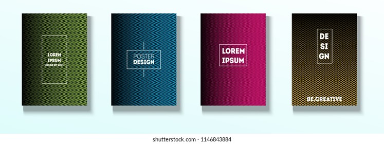 Minimal Covers, Vector Hipster Abstract Brands Design. Magenta, Cyan, Yellow Corporate Identity Blend Wave Halftones. Business Minimal Covers, Retro Ad Music Party Poster Bright Gradient Stripes