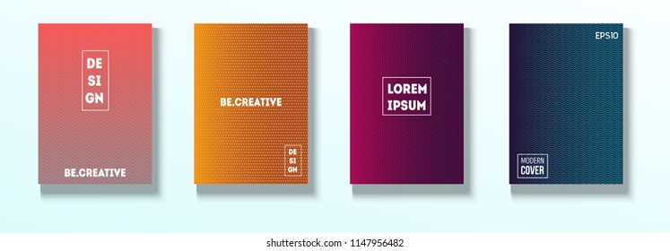 Minimal Covers, Vector Hipster Abstract Brands Design. Magenta, Cyan, Yellow Corporate Identity Blend Tech Halftones. Funky Business Minimal Covers, Retro Music Poster Colorful Gradient Shapes.