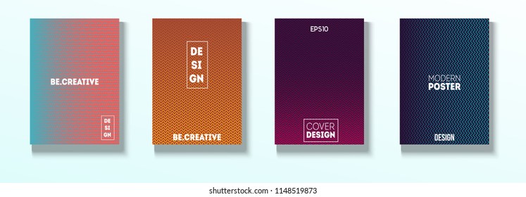 Minimal Covers, Vector Hipster Abstract Tech Neon Set. Magenta, Cyan, Yellow Cool Corporate Identity Glam Funky Halftones. Trendy Business Minimal Covers, Retro Music Poster Colorful Gradient Shapes.