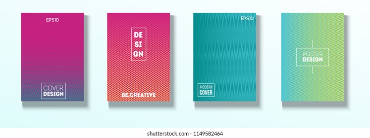 Minimal Covers, Vector Hipster Abstract Neon Design. Magenta, Cyan, Yellow Corporate Identity Glitch Wave Halftones. Simple Ad Business Minimal Covers, Retro Music Poster Bright Gradient Stripes